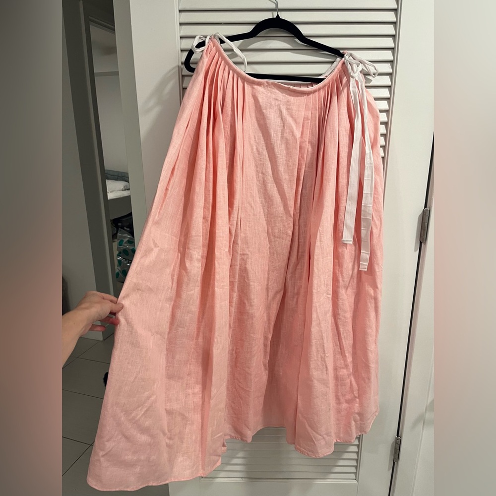 Pink Linen Marie Antoinette Rococo Petticoat Skirt with Adjustable Sizing - Picture 7 of 9